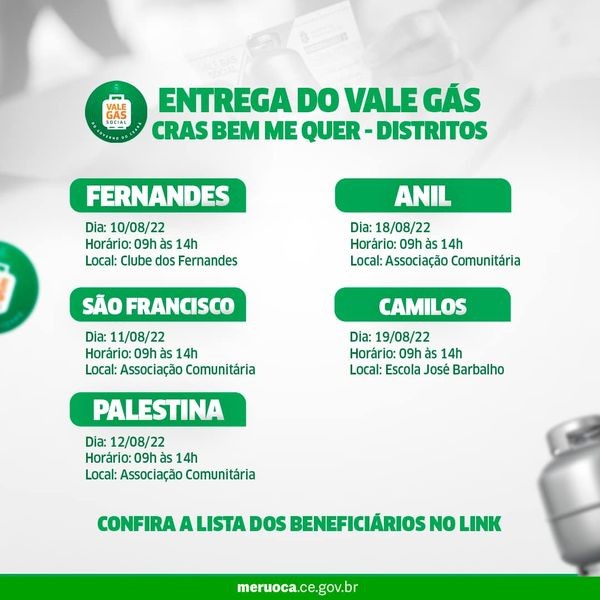 Relação das famílias beneficiadas com o Vale Gás Social do governo do Estado do Ceará!
